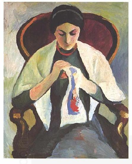 August Macke Embroidering woman China oil painting art